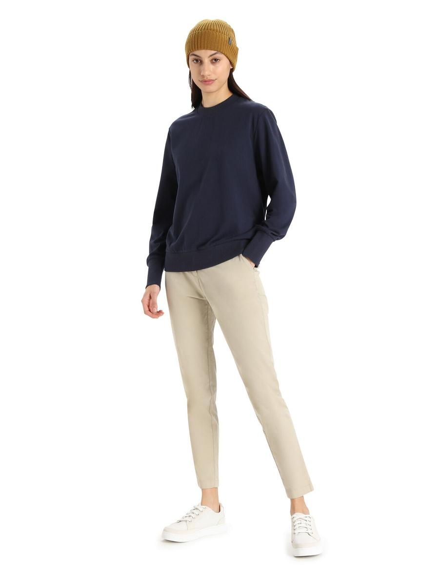 Bluzy Icebreaker Merino Central II Long Sleeve Damskie Granatowe | PL 1330SGLO